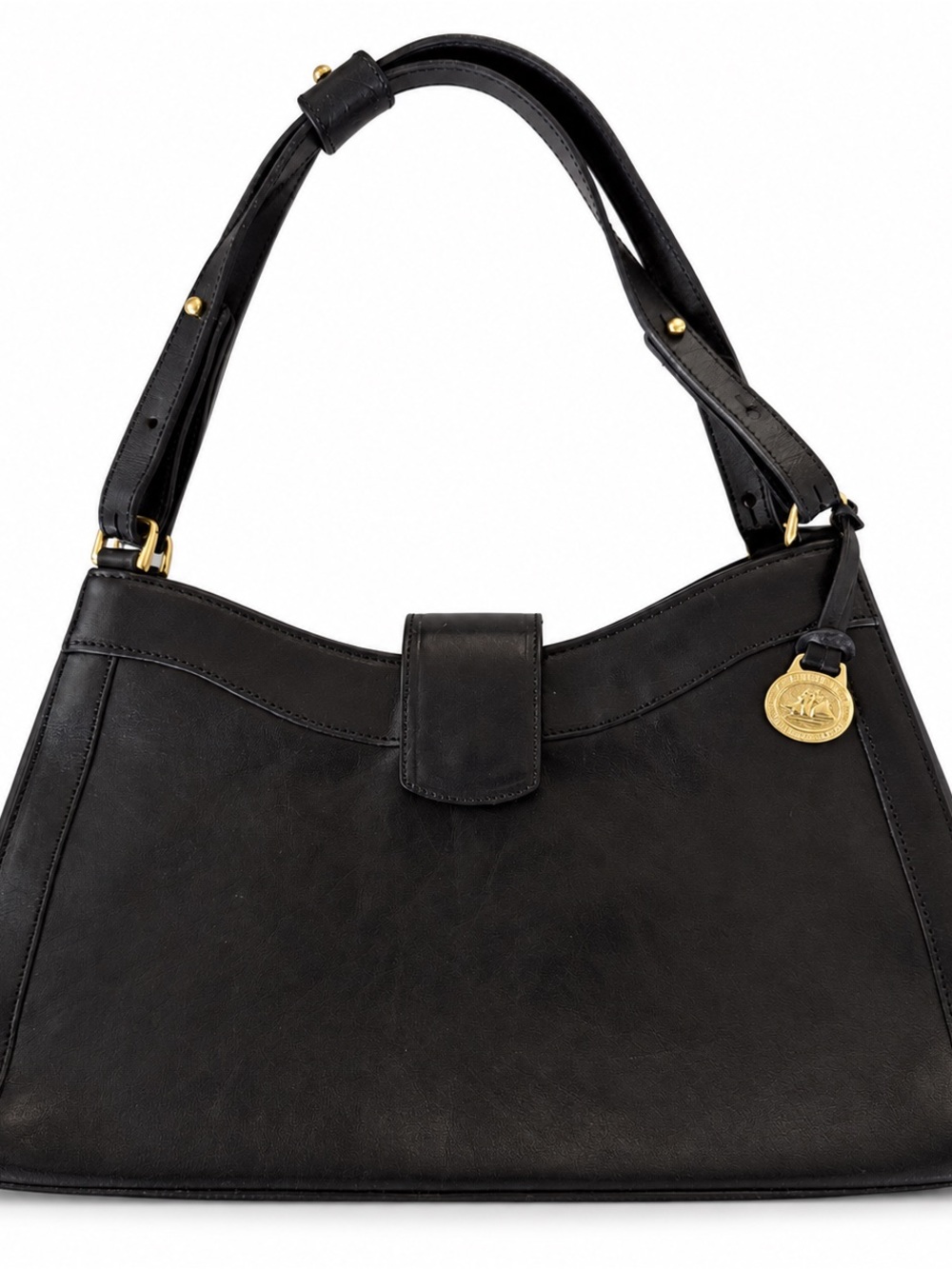 BRAHMIN Black Smooth Leather Hobo Shoulder Bag Vintage